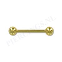 Piercings.nl Barbell goud kleur 16 mm 5 mm