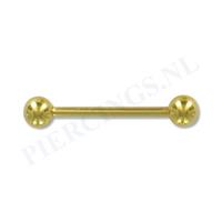 Piercings.nl Barbell goud kleur 18 mm