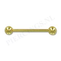 Piercings.nl Barbell goud kleur 20 mm