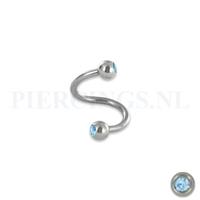 Piercings.nl Twister 1.2 mm chirurgisch staal aquamarijn