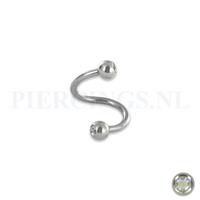 Piercings.nl Twister 1.2 mm chirurgisch staal kristal AB