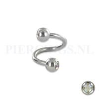 Piercings.nl Twister 1.6 mm chirurgisch staal kristal AB