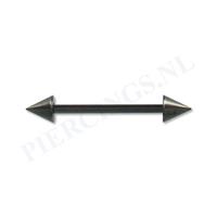 Piercings.nl Barbell zwart spikes 20 mm