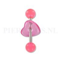 Piercings.nl Tongpiercing acryl met donut hart roze