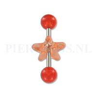 Piercings.nl Tongpiercing acryl met donut ster rood