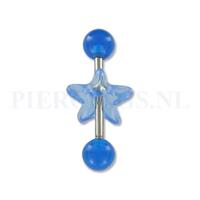 Piercings.nl Tongpiercing acryl met donut ster blauw