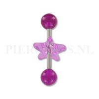 Piercings.nl Tongpiercing acryl met donut hart ster paars