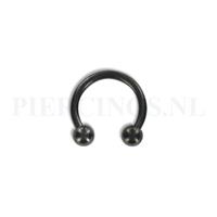 Piercings.nl Circulair barbell zwart 1.2 mm 6 mm