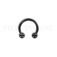 Piercings.nl Circulair barbell zwart 1.2 mm 8 mm