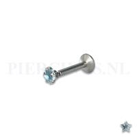 Piercings.nl Labret 1.2 mm ster aquamarijn