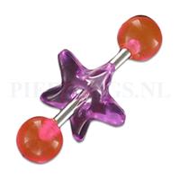 Piercings.nl Tongpiercing acryl donut ster roze paars