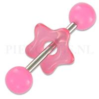 Piercings.nl Tongpiercing acryl donut ronde ster roze