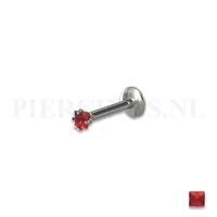 Piercings.nl Labret 1.2 mm diamant rood