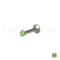 Piercings.nl Labret 1.2 mm diamant groen