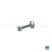 Piercings.nl Labret 1.2 mm diamant aquamarijn