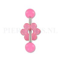 Piercings.nl Tongpiercing acryl donut bloem roze