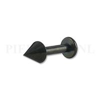 Piercings.nl Labret zwart 1.6 mm spike 8 mm + 5 mm spike