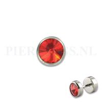 Piercings.nl Nep plug met rood kristal nep plugs