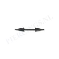 Piercings.nl Barbell zwart lange spikes 6 mm 6 mm