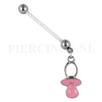 Piercings.nl Navelpiercing zwangerschap speen roze