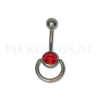 Piercings.nl Navelpiercing rood met extra ring