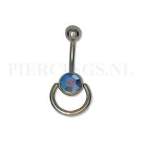 Piercings.nl Navelpiercing kristalblauw met extra ring