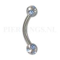 Piercings.nl Banana kristallen bal licht blauw