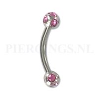 Piercings.nl Banana kristallen bal roze