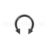 Piercings.nl Circulair barbell zwart 1.6 mm spikes 14 mm