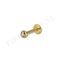 Piercings.nl Labret 1.2 mm goud kleur kristal