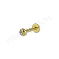 Piercings.nl Labret 1.2 mm goud kleur kristal licht blauw