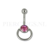 Piercings.nl Navelpiercing roze met extra ring