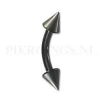 Piercings.nl Banana 1.6 mm zwart spikes