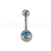 Piercings.nl Navelpiercing titanium aquamarijn 5 + 8 mm balletjes
