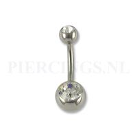 Piercings.nl Navelpiercing titanium kristal 5 + 8 mm balletjes