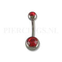 Piercings.nl Navelpiercing titanium rood 5 + 8 mm balletjes