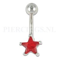 Piercings.nl Navelpiercing ster rood