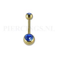 Piercings.nl Navelpiercing goudkleurig blauw