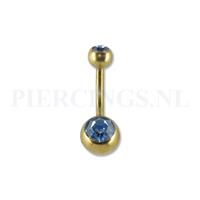Piercings.nl Navelpiercing goudkleurig licht blauw