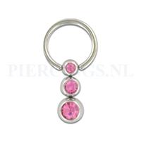 Piercings.nl BCR 1.2 mm 3 balletjes roze