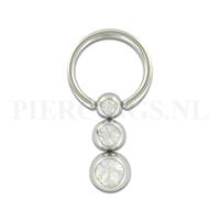 Piercings.nl BCR 1.2 mm 3 balletjes kristal