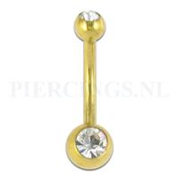 Piercings.nl Navelpiercing goudkleurig kristal 4 + 6 mm balletjes