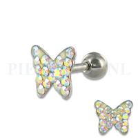 Piercings.nl Helix vlinder met steentjes
