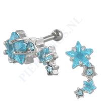 Piercings.nl Helix sterren aquamarijn