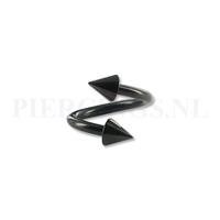 Piercings.nl Twister 1.6 mm zwart spikes 12 mm