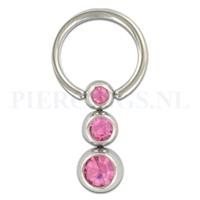 Piercings.nl BCR 1.6 mm 3 balletjes roze