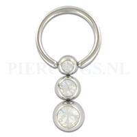Piercings.nl BCR 1.6 mm drie balletjes kristal