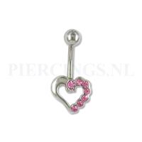 Piercings.nl Navelpiercing open hart roze