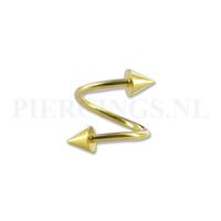 Piercings.nl Twister 1.2 mm goud kleur spikes L