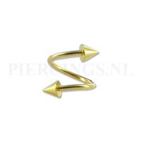 Piercings.nl Twister 1.2 mm goud kleur spikes L